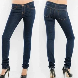 J BRAND The Pencil Leg Low Rise Skinny Jeans Dark Wash Whiskering Womens 25 Hot - Picture 1 of 11