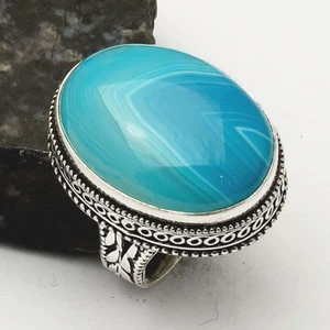 Botswana Agate Gemstone Ethnic Antique Design Ring Jewelry US Size-8.75 AR 59557 - Foto 1 di 1
