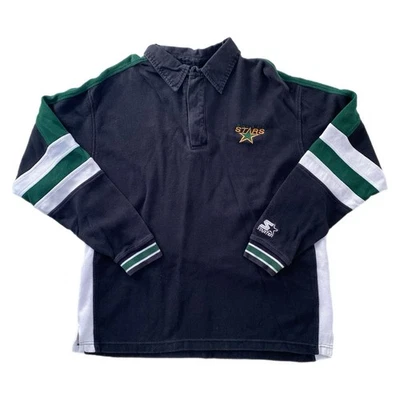 Vintage 90s Starter NHL Dallas Stars Rugby Polo Shirt Embroidered Sz L - Image 1 of 4