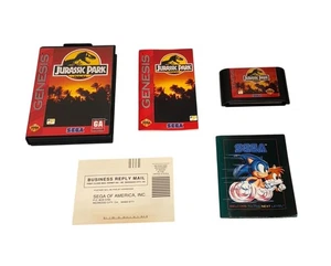 Jurassic Park (Sega Genesis, 1993) Complete & Tested w/ Movie Poster - Picture 1 of 9