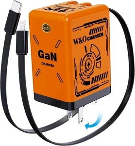 Cargador W&O 45W Gan Carga Rápida, Cargador de Teléfono Retráctil Enchufe de Pared con Luz - Imagen 1 de 6