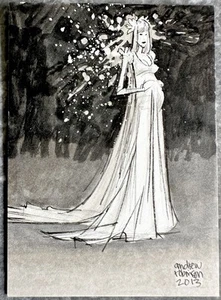 Tarjeta de boceto de Kill Bill - La novia (escena de boda), arte original de Andrew Robinson - Imagen 1 de 5