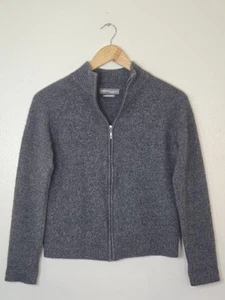 Valerie Separates Full Zip Cashmere Sweater Womens Petite Small Gray Mock Neck - Picture 1 of 9