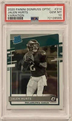2020 Panini Donruss Optic - Rated Rookies Variation Jalen Hurts #314 (RC) PSA 10 - Image 1 of 2