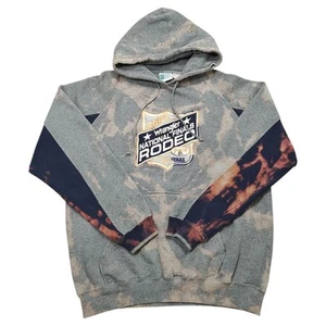 Vtg Wrangler Nation Rodeo Finals 2005 Hoodie Tie Dye Acid Wash Gray Tag Large - Picture 1 of 9
