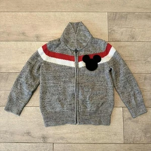 Boys Gap Disney Mickey Mouse Cardigan Sweater Size 5T Gray Red - Picture 1 of 9