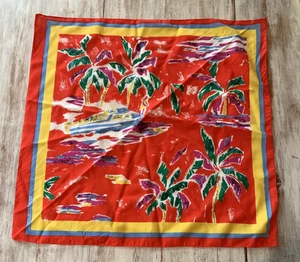 Pañuelo Vaca Vintage Años 80 Tropical Estampado Navegación Hecho en EE. UU. Colorido - Imagen 1 de 7