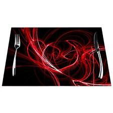 Red Circle Placemats Set of 4 Abstract Red Circles Lines Black Placemats Heat...