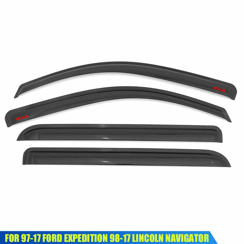 Fits 97-17 Ford Expedition 98-17 Lincoln Navigator Window Visors w/ Red 4X4 - Image 1 of 1