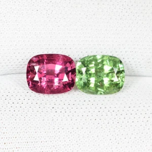 2.19Cts Best Fire Natural Spinel & Tourmaline Cushion Pair...!!!! - Picture 1 of 2