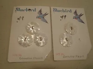 Vintage Bluebird Buttons Genuine Pearl Size 36 Flower Shaped - Picture 1 of 3