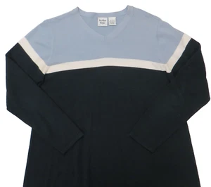 In due Time Maternity Sweater Womens Large V-Neck Blue Colorblock Striped - Picture 1 of 4