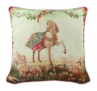 ART de LYS, FUNDA DE ALMOHADA TAPIZ TEJIDO FRANCÉS "EL CABALLO", 14" X 14" Foto 1 de 3