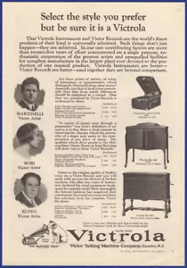 Vintage 1924 Victrola Victor Modell 50 tragbar 240 405 Phonograph 20er Jahre Druckanzeige - Bild 1 von 1