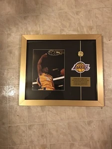 LOS ANGELES LAKERS KOBE BRYANT 15X17 CUSTOM PHOTO FRAMED WITH REPLICA RING LOGO - Picture 1 of 12