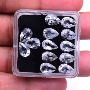 VVS 13 Piezas Topacio Blanco Natural Pera Corte Facetado 9mm*7mm Enorme Lote de Gemas Sueltas - Imagen 1 de 5