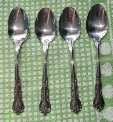 4 OVAL DINNER TABLESPOON Spoon DELIGHT Stainless Stanley Roberts Rogers Korea - Image 1 of 2