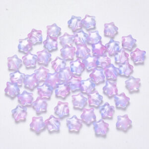 10 Glass Star Beads Purple Blue Ombre Celestial Jewelry Supplies 8mm 