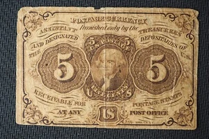 1863 5 CENTS FRACTIONAL CURRENCY **NICE NOTE **FREE SHIPPING** 0743 - Picture 1 of 2