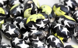 Peruanische Keramik PERLEN geometrisch - handbemalt in Peru V038 CB - Bild 1 von 3