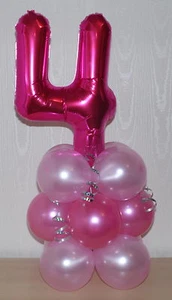 4th BIRTHDAY- AGE 4 - FEMALE -GIRL-FOIL BALLOON DISPLAY-TABLE CENTREPIECE-BANNER - Picture 1 of 5