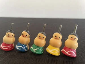 Lot of 5 Vintage Spinning Top SUMO Japanese Toy Miniature Face Body Hand Painted - Picture 1 of 12