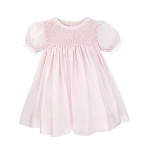 Petit Ami Pink Fully Smocked Dress with French Lace and Bloomers 3 6 9 Months - Picture 1 of 1