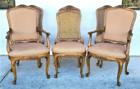 HENREDON French Provincial Cane Back Dining Chairs - Set of 6 Cover