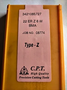 Gewindeplatten von CPT, Typ Z, 22ER Z 6 W BMA, wie Sandvik R166.OG 22MM01 - Bild 1 von 2