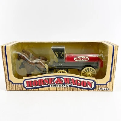 Vintage 1990 Ertl Diecast True Value Horse & Wagon Coin Bank Sealed in Box - Image 1 of 4