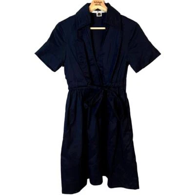 Платье-рубашка Diane Von Furstenberg темно-синее хлопковое с воротником женское размер 6 б/у в отличном состоянии - Изображение 1 из 4