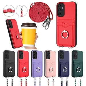 PU Leather Card Slot Wallet Ring Stand Phone Case For Samsung A55 A35 A15 A05 - Picture 1 of 59