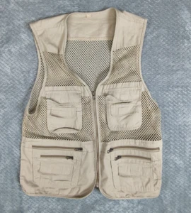 Mesh Fishing Vest Men’s, XL, Beige - Picture 1 of 15
