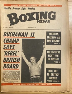 SEPTEMBER 1971 BOXING NEWS MAGAZINE KEN BUCHANAN JOE BUGNER RALPH CHARLES LAGUNA - Picture 1 of 1
