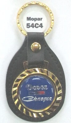 Blue Dodge CHARGER 54C4 Royal Classic Gold Tone Key Ring 1970 1971 1972 1973 - Image 1 of 4