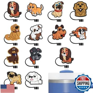 Stanley Straw Cover, 12PCS Silicone Dog Straw Toppers, Cute Drinking Caps 10m - Picture 1 of 5