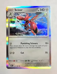 2023 Pokemon Scarlet and Violet Obsidian Flames #141 Scizor HOLO Rare TCG - Picture 1 of 2