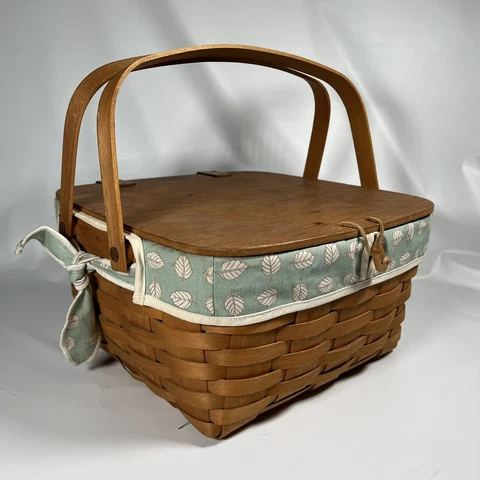 Longaberger 1998 Lid Picnic Basket Pie Cake Insert Liners Protector - GUC Cover