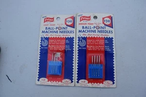 2 Prims Ball Point Machine Needle Packs Asst Sizes 9-11 & 14-16  original Packs - Picture 1 of 4