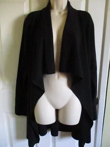 CARDIGAN LUNGO TAGLIA XL EILEEN FISHER NERO MERINO INTERLOCK ANGOLO DAVANTI NUOVO CON ETICHETTE $328 - Foto 1 di 3