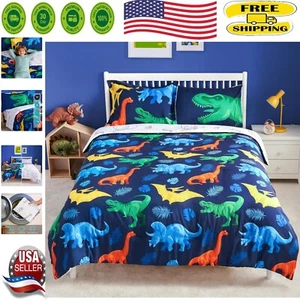 OEKO-TEX Certified 5-Piece Twin Bedding Set - Microfiber Dinosaur Theme - Picture 1 of 9