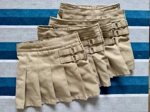 5 French Toast Uniform Skirts/Skorts Sz 4T Tan Buckle Pleated - Picture 1 of 3