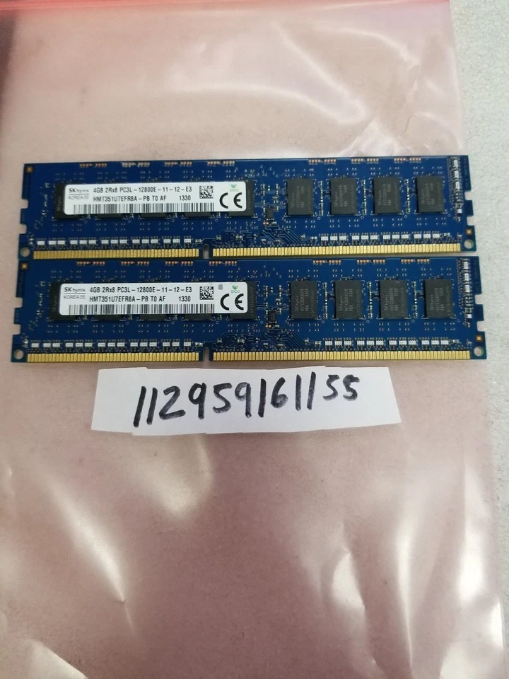 8gb 2x 4gb ddr3  pc pc3 ddr pc3l-12800e ddr3-1600 12800 1600 240pin ecc unbuffer - Image 1 of 1