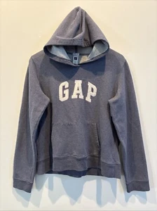 Vintage 2007 GAP Kids Hoodie M Blue Sherpa-Lined Pullover Logo Sweatshirt - Picture 1 of 5
