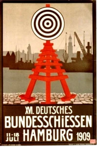 Original Vintage Poster SHOOTING BUNDESSCHIESSEN HAMBURG 1909 - Bild 1 von 1