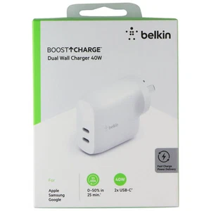 Belkin BoostCharge 40W Dual Port USB-C Wall Charger - White (AU Plug) - Picture 1 of 3