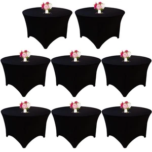 8 Pack 5FT Round Spandex Tablecloth 60” Black Table Cover, Round Table Cloth ... - Picture 1 of 7