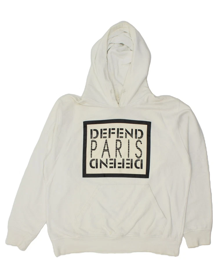 DEFEND PARIS Hombres Gráfico Sudadera con Capucha Jersey Mediano Blanco Algodón OR08 Foto 1 de 4