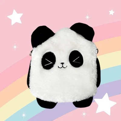 Plush Panda Purse with Chain Shoulder Strap and Charm Bracelet - Image 1 of 4
