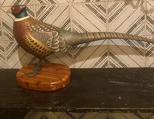 Holz geschnitzte Fasan Fowler Spitze Metallbeine - Bild 1 von 15